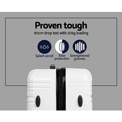 3 Piece Lightweight Hard Suit Case Luggage Black & White - Brand New - Free Shipping