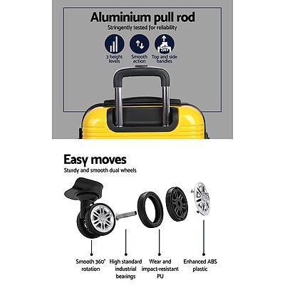 3 Piece Lightweight Hard Suit Case Luggage Yellow & Purple - Brand New - Free Shipping
