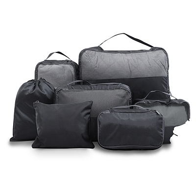 7PCS Dark Grey Packing Cubes Travel Luggage Organiser Suitcase Storage Bag - Brand New - Free Shipping