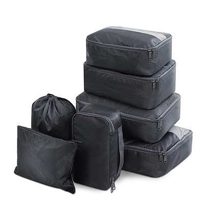 7PCS Dark Grey Packing Cubes Travel Luggage Organiser Suitcase Storage Bag - Brand New - Free Shipping