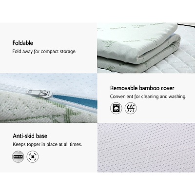 Cool Gel Memory Foam Mattress Topper Bamboo Cover 5CM 7-Zone Single - Brand New - Free Shipping