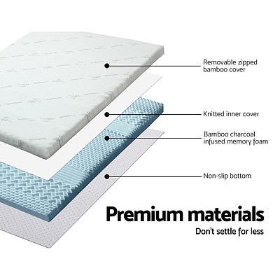 Cool Gel Memory Foam Mattress Topper Bamboo Cover 8CM 7-Zone Single - Brand New - Free Shipping