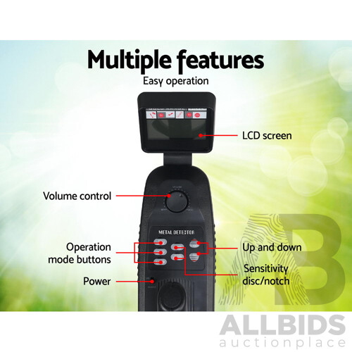 LCD Screen Metal Detector with Headphones - Black - Free Shipping