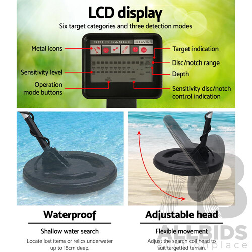 LCD Screen Metal Detector with Headphones - Black - Free Shipping