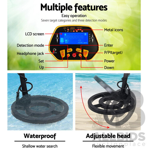 LCD Screen Metal Detector with Headphones - Yellow - Free Shipping