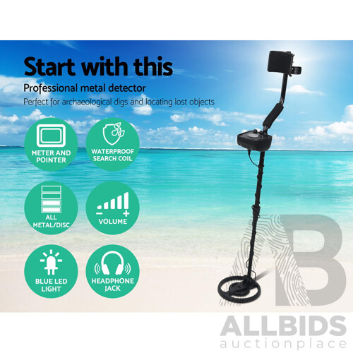 LCD Screen Metal Detector with Headphones - Black