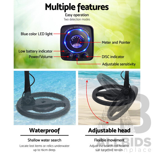 LCD Screen Metal Detector with Headphones - Black