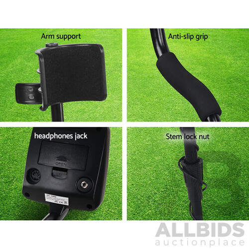 LCD Screen Metal Detector with Headphones - Black