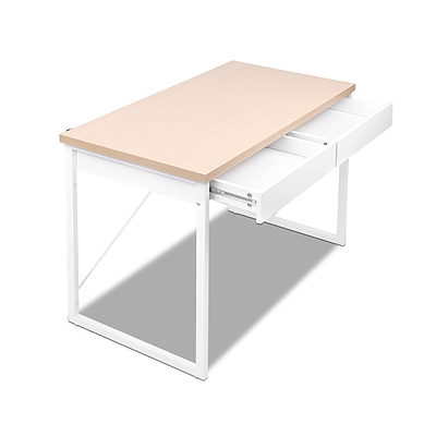 Metal Desk with Drawer - White with Wooden Top - Brand New - Free Shipping