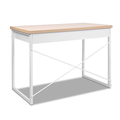 Metal Desk with Drawer - White with Wooden Top - Brand New - Free Shipping