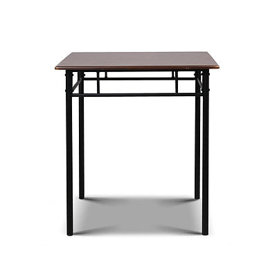 Metal Frame Table and Chairs - Walnut & Black - Free Shipping