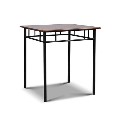Metal Frame Table and Chairs - Walnut & Black - Free Shipping
