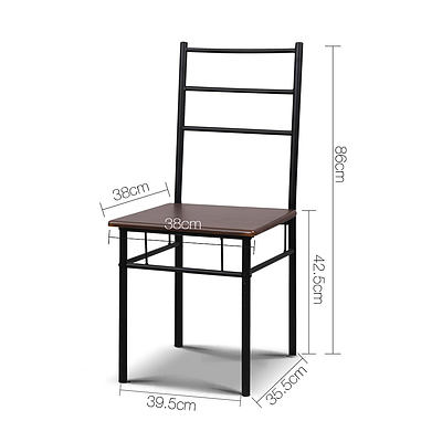 Metal Frame Table and Chairs - Walnut & Black - Free Shipping