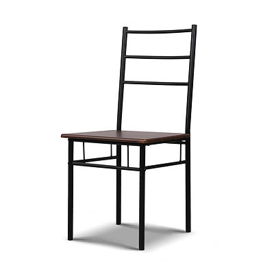 Metal Frame Table and Chairs - Walnut & Black - Free Shipping