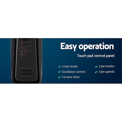 Mist Fan Pedestal Fans Cool Water Spray Timer Remote 5 Blades Black