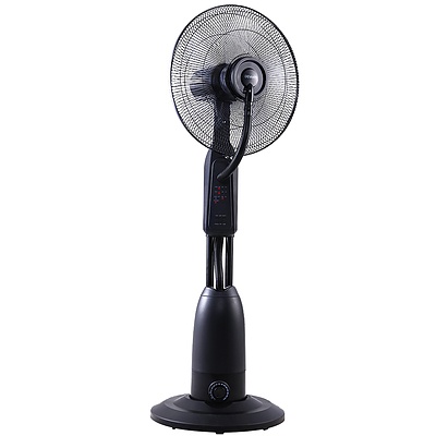 Mist Fan Pedestal Fans Cool Water Spray Timer Remote 5 Blades Black