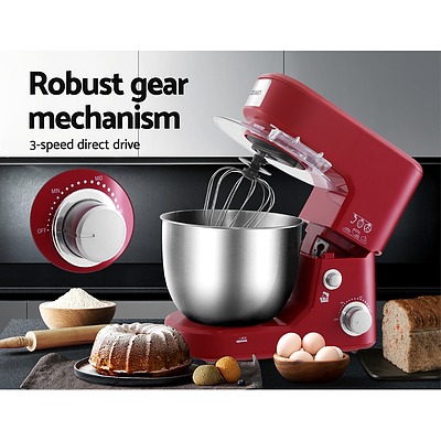 Electric Stand Mixer 1200W Kitche Beater Cake Aid Whisk Bowl Hook Red - Brand New - Free Shipping