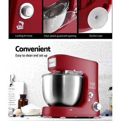 Electric Stand Mixer 1200W Kitche Beater Cake Aid Whisk Bowl Hook Red - Brand New - Free Shipping