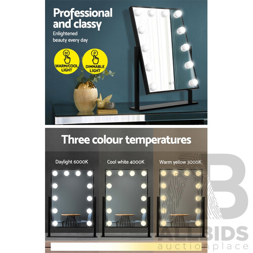 LED Standing Makeup Mirror - Black