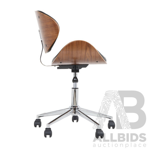 Wooden  & Leather Office Chair - Black - Free Shipping - Brand New - Free Shipping