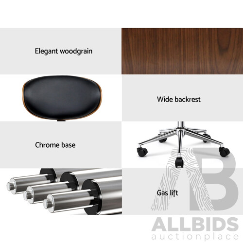 Wooden  & Leather Office Chair - Black - Free Shipping - Brand New - Free Shipping