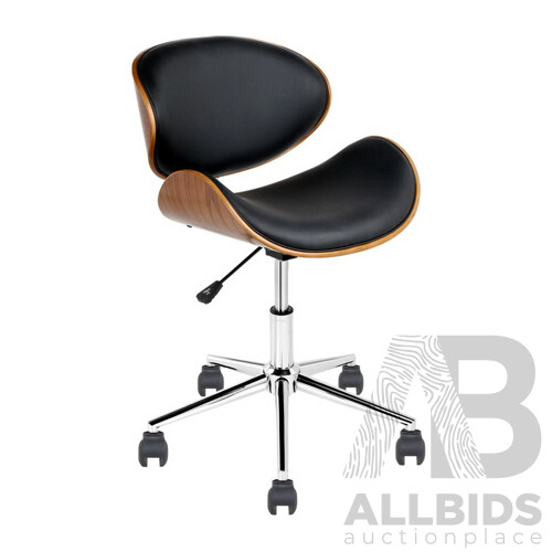 Wooden  & Leather Office Chair - Black - Free Shipping - Brand New - Free Shipping