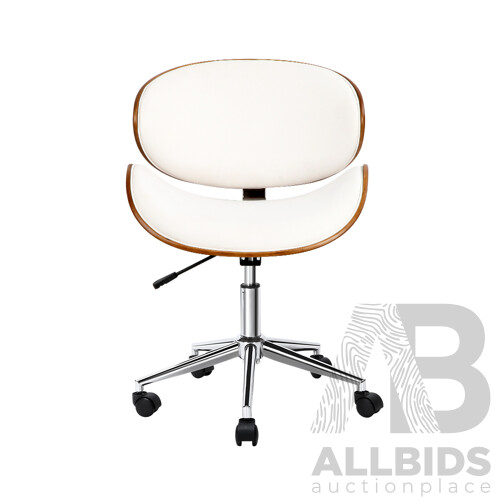 Wooden  & Leather Office Chair - White - Brand New - Free Shipping