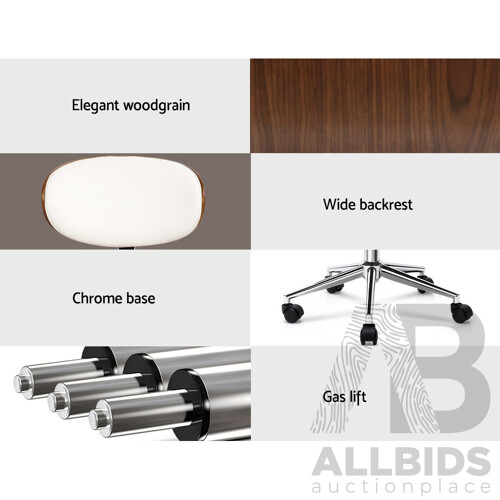 Wooden  & Leather Office Chair - White - Brand New - Free Shipping