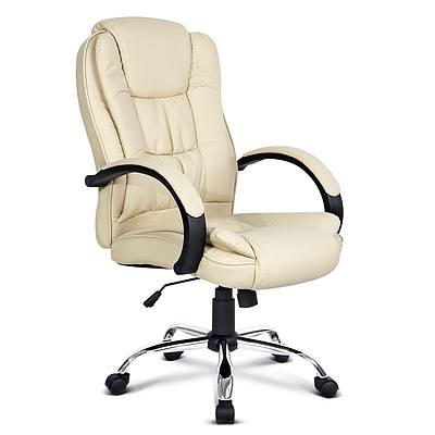 Executive PU Leather Office Computer Chair - Beige