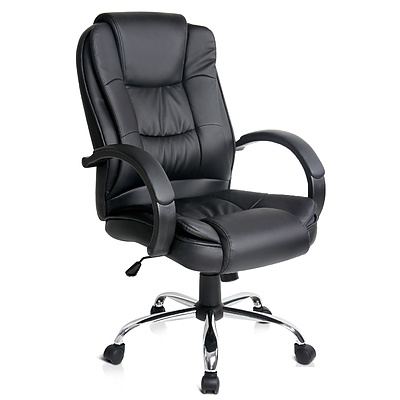 Executive PU Leather Office Computer Chair - Black - Free Shipping