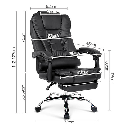 PU Leather Reclining Chair with Footrest - Black - Free Shipping