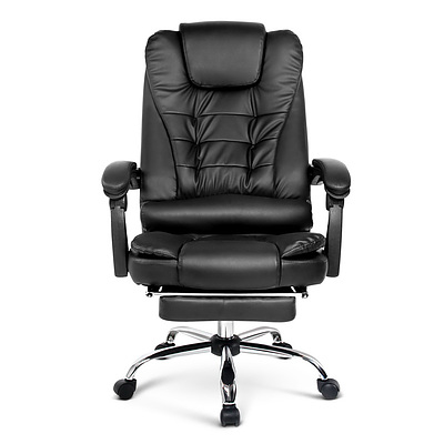 PU Leather Reclining Chair with Footrest - Black - Free Shipping
