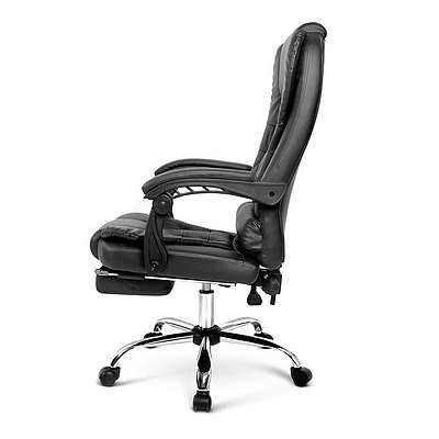 PU Leather Reclining Chair with Footrest - Black - Free Shipping