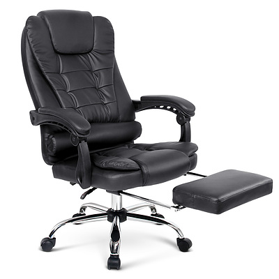 PU Leather Reclining Chair with Footrest - Black - Free Shipping