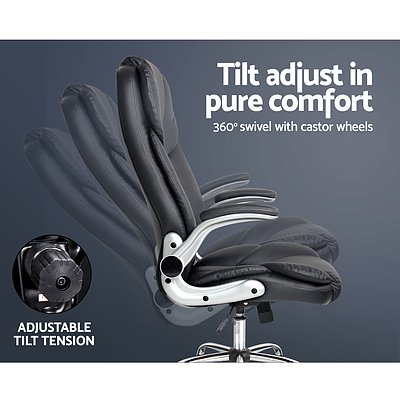 PU Leather Racing Style Office Chair - Black - Free Shipping