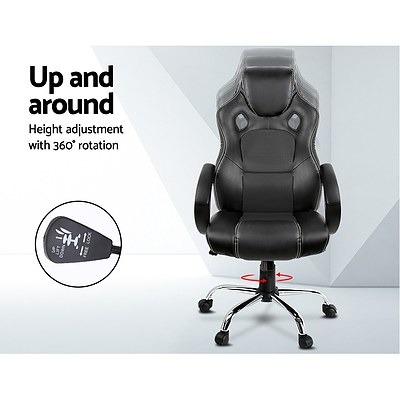 Racing Style PU Leather Office Chair - Black - Brand New - Free Shipping