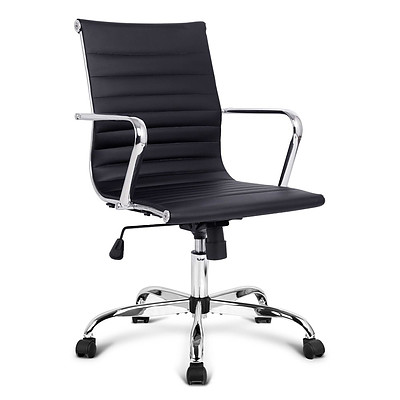Replica Eames PU Leather Low Back Office Chair - Black - Brand New - Free Shipping