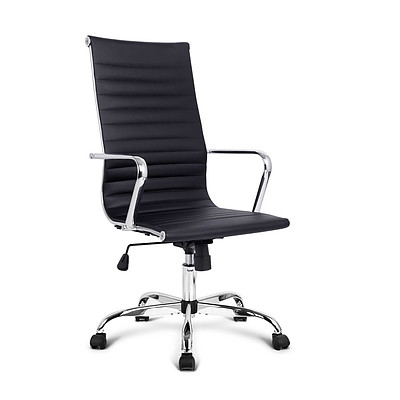 PU Leather High Back Office Chair - Black - Free Shipping