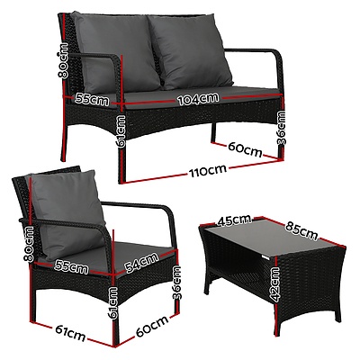 Outdoor Furniture Lounge Table Chairs Garden Patio Wicker Sofa Set