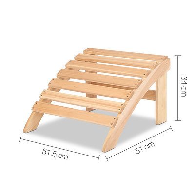 Outdoor Foldable Wooden Lounge Chair and Ottoman- Natural Wood - Free Shipping