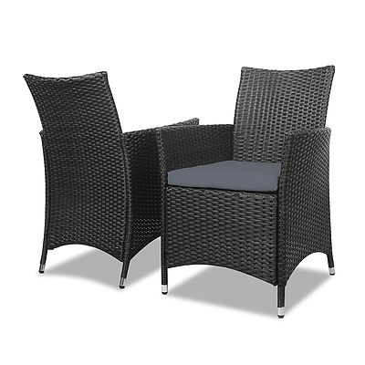 3 Piece Wicker Outdoor Furniture Set - Black - Brand New - Free Shipping