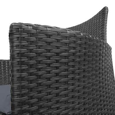 3 Piece Wicker Outdoor Furniture Set - Black - Brand New - Free Shipping