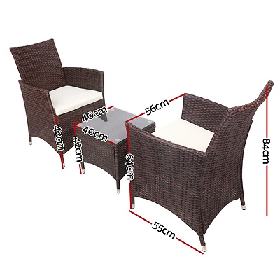 3-piece Outdoor Chair and Table Set Brown - Brand New - Free Shipping