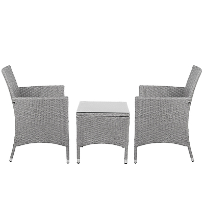 3-piece Outdoor Chair and Table Set Grey - Free Shipping