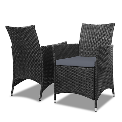 3pc Rattan Bistro Wicker Outdoor Furniture Set Black - Brand New - Free Shipping