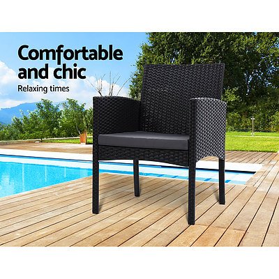 Outdoor Bistro Chairs Patio Furniture Dining Chair Wicker Garden Cushion Gardeon