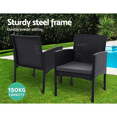 Outdoor Bistro Chairs Patio Furniture Dining Chair Wicker Garden Cushion Gardeon