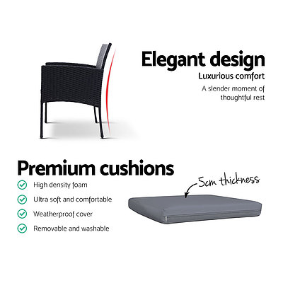 Outdoor Bistro Chairs Patio Furniture Dining Chair Wicker Garden Cushion Gardeon