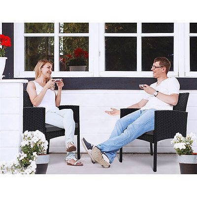 Outdoor Bistro Chairs Patio Furniture Dining Chair Wicker Garden Cushion Gardeon