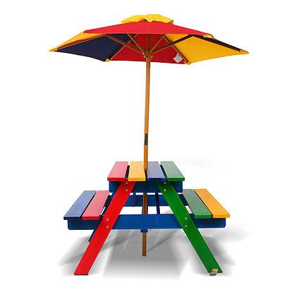 Kids Wooden Picnic Table Set with Umbrella - Brand New - Free Shipping